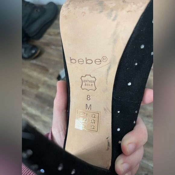 TARA SUBKOFF x BEBE Collab Swarovski Crystal & Bow Platform Peep Toe Stilettos - Picture 6 of 11